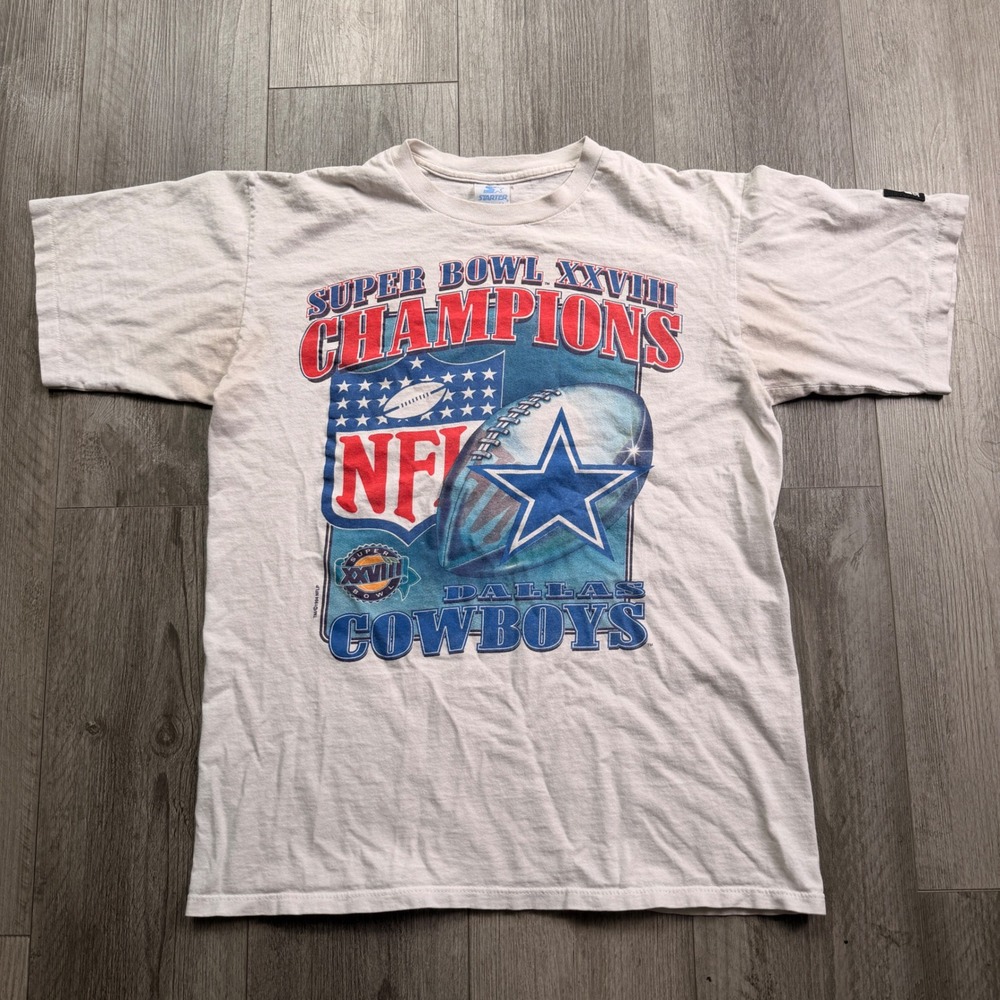 Vintage Starter Dallas Cowboys Super Bowl XXVIII Champions T-Shirt M 1994 USA